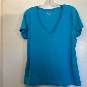 Lilly Pulitzer peacock Blue v neck top size XL
